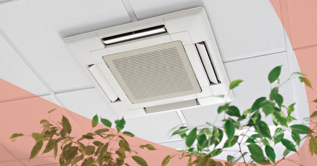 Ceiling air conditioner vent pushing indoor air