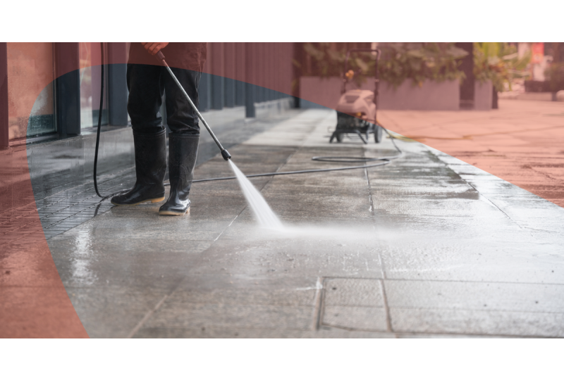 Pressure washing pavement in spring