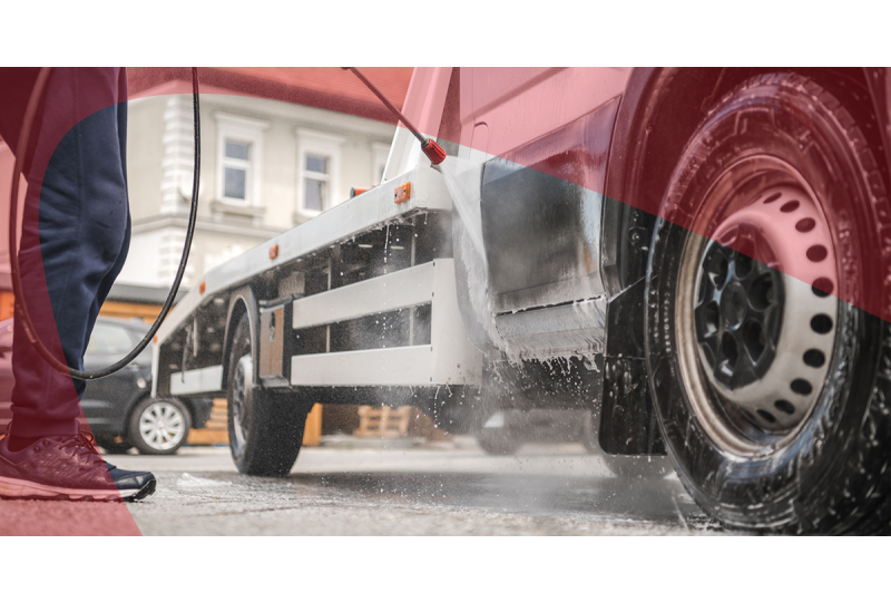 cleaning truck with pressure washer