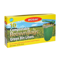 Product Biosak™ Compostable Green Bin Liners - Brown 25"x30" 10/BX