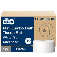 Product Tork® T2 Soft Mini Jumbo Toilet Paper - White 2-Ply 12x1075 Sheets
