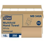 Product Tork® H2 Universal Multifold Hand Towel - White 1-Ply 16x250 Sheets