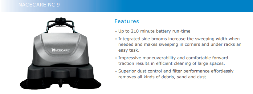 NaceCare® NC 9 Battery Walk-Behind Sweeper - 36