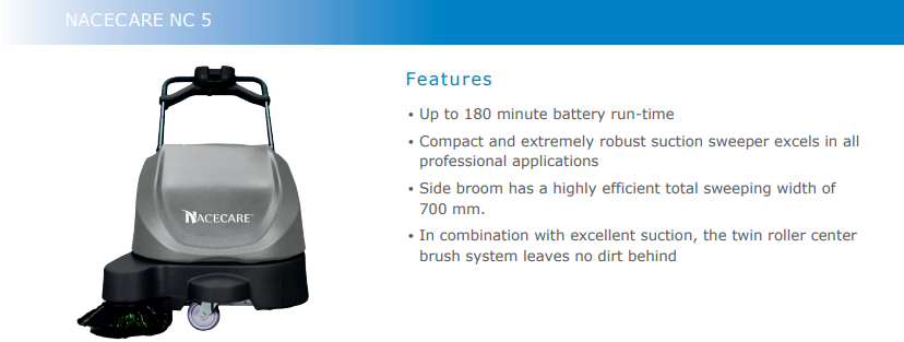NaceCare® NC 5 Battery Walk-Behind Sweeper - 26
