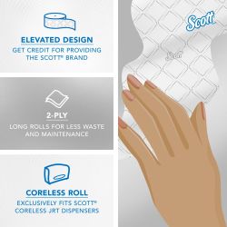 Scott® Coreless Jumbo Roll Toilet Paper - White 2-Ply 12x1150'