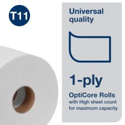 Tork OptiCore® T11 Toilet Paper Roll - White 1-Ply 36x1755 Sheets