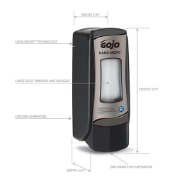 Gojo® Hand Medic® ADX-7™ Dispenser - Chrome/Black 700mL
