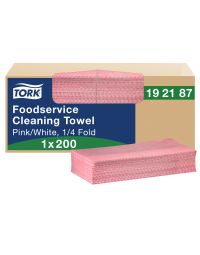 Product Tork® Foodservice 1/4 Fold Cleaning Towel - Pink 200 Sheets