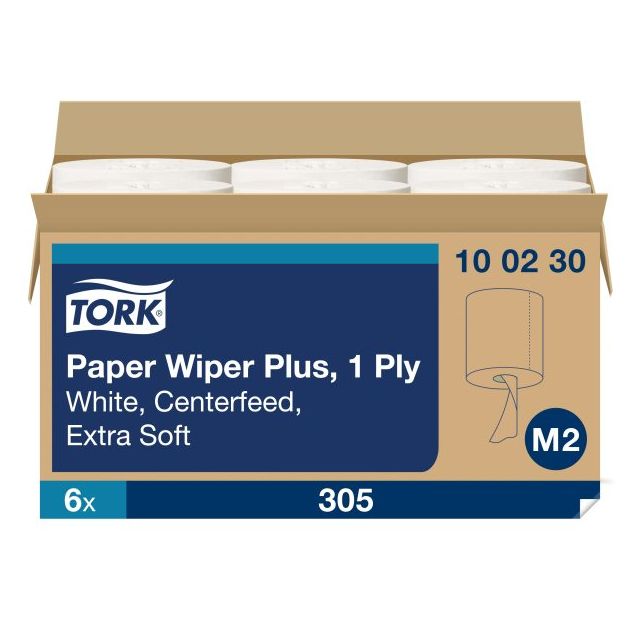 Product Tork® M2 Centerfeed Paper Wiper - White 1-Ply 6x305 Sheets