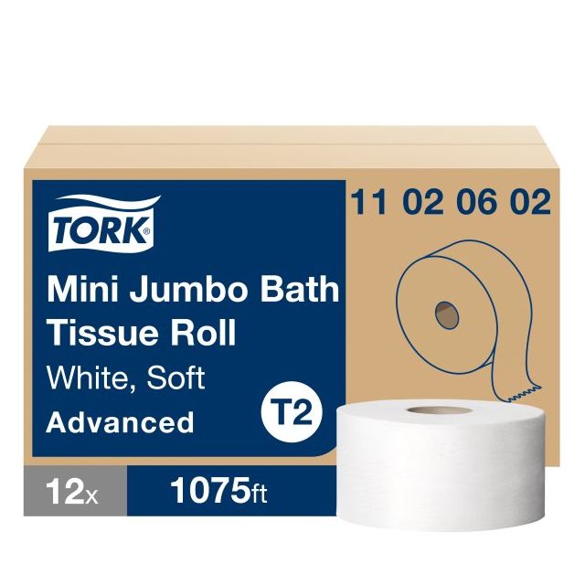 Product Tork® T2 Soft Mini Jumbo Toilet Paper - White 2-Ply 12x1075 Sheets