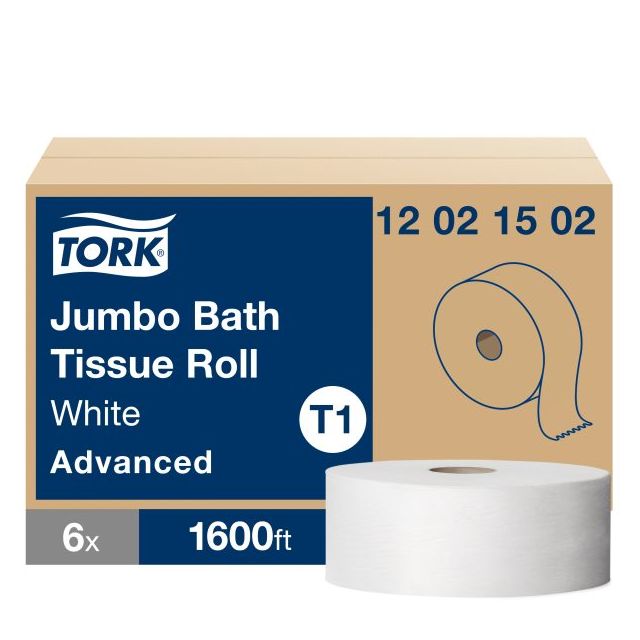 Product Tork® T1 Advanced Jumbo Bath Tissue Roll - White 2-Ply 6x1600'