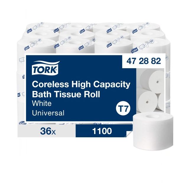 Product Tork® T7 Coreless High-Capacity Toilet Paper - White 2-Ply 36x1100 Sheets
