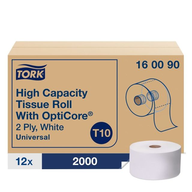 Product Tork OptiCore® T10 Toilet Paper Roll - White 2-Ply 12x2000 Sheets