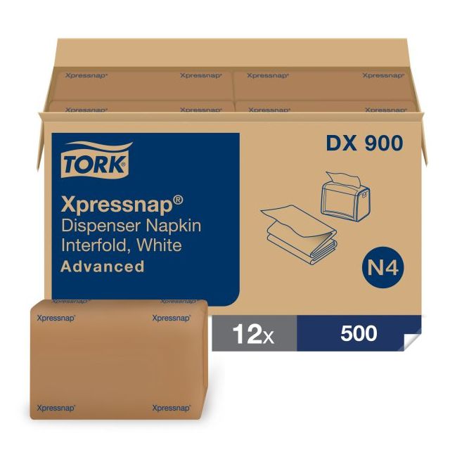Product Tork Advanced Xpressnap® Interfold Napkin - White 1-Ply 12x500 Sheets