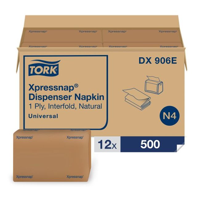 Product Tork Universal Xpressnap® N4 Interfold Napkins - Natural 1-Ply 12x500 Sheets