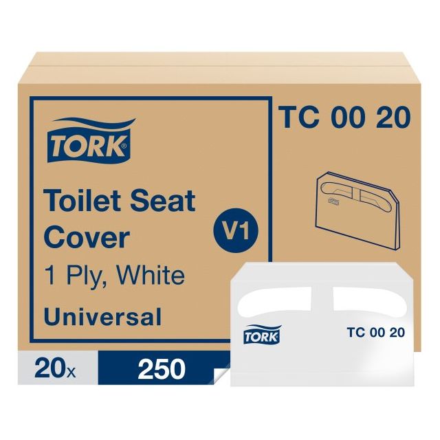 Product Tork® V1 Universal Toilet Seat Cover - White 1-Ply 20x250 Sheets